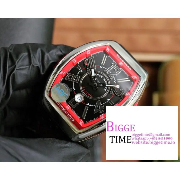 Vanguard V45 44mm Black/Red Dial Black Leather Strap ABF A2824 - Image 4