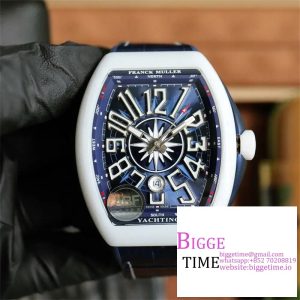 Vanguard V45 44mm Ceramic Bezel Blue Dial Blue Leather Strap ABF A2824