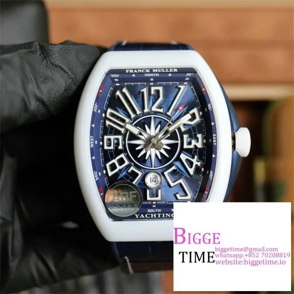 Vanguard V45 44mm Ceramic Bezel Blue Dial Blue Leather Strap ABF A2824