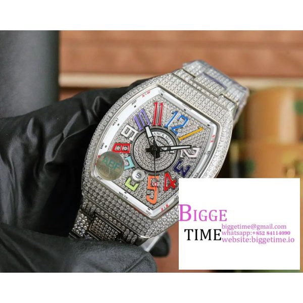 Vanguard V45 44mm Diamond Bezel All Diamond Dial Rainbow Marker Diamond Bracelet ABF A2824 - Image 3