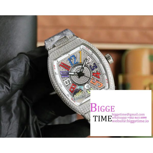 Vanguard V45 44mm Diamond Bezel All Diamond Dial Rainbow Marker Diamond Bracelet ABF A2824 - Image 5