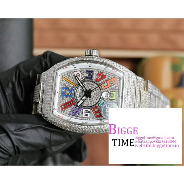 Vanguard V45 44mm Diamond Bezel All Diamond Dial Rainbow Marker Diamond Bracelet ABF A2824 - Image 4