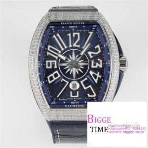 Vanguard V45 44mm Diamond Bezel Blue Dial Blue Leather Strap ABF A2824