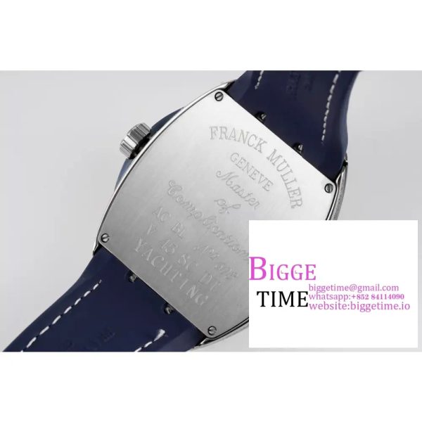 Vanguard V45 44mm Diamond Bezel Blue Dial Blue Leather Strap ABF A2824 - Image 9