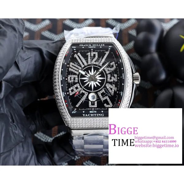 Vanguard V45 44mm Diamond Bezel Blue Dial SS Bracelet ABF A2824 - Image 4
