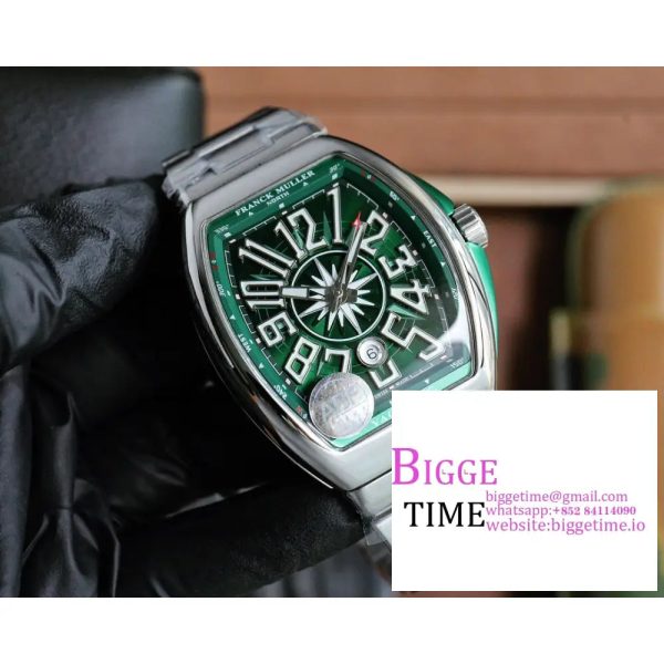 Vanguard V45 44mm Green Dial Green Leather Strap ABF A2824 - Image 3
