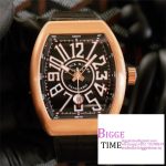 Vanguard V45 44mm RG Black Dial Black Leather Strap ABF A2824