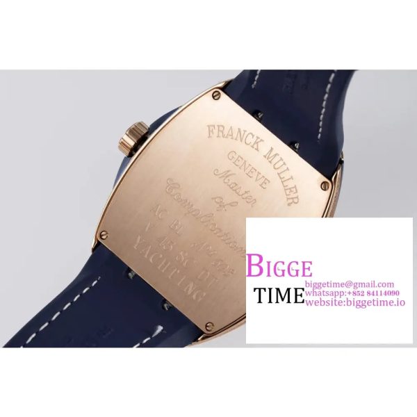 Vanguard V45 44mm RG Diamond Bezel Blue Dial Blue Leather Strap ABF A2824 - Image 8