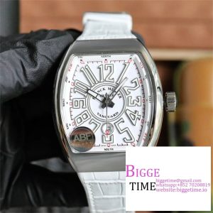 Vanguard V45 44mm White Dial White Leather Strap ABF A2824