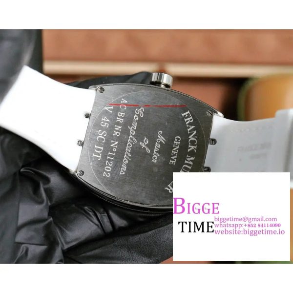 Vanguard V45 44mm White Dial White Leather Strap ABF A2824 - Image 9