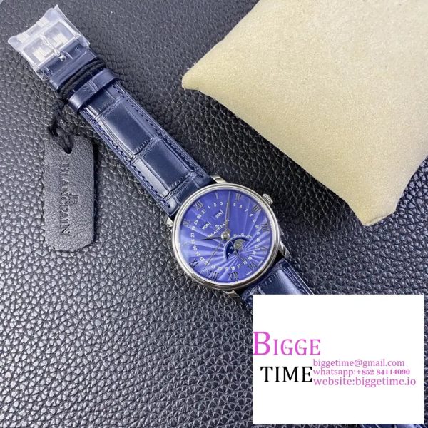 Villeret 6654 40mm Blue Dial Blue Leather Strap OMF A6654 V3 - Image 4