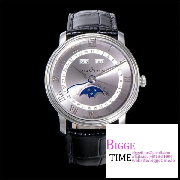 Villeret 6654 40mm Grey Dial Black Leather Strap OMF A6654 V3