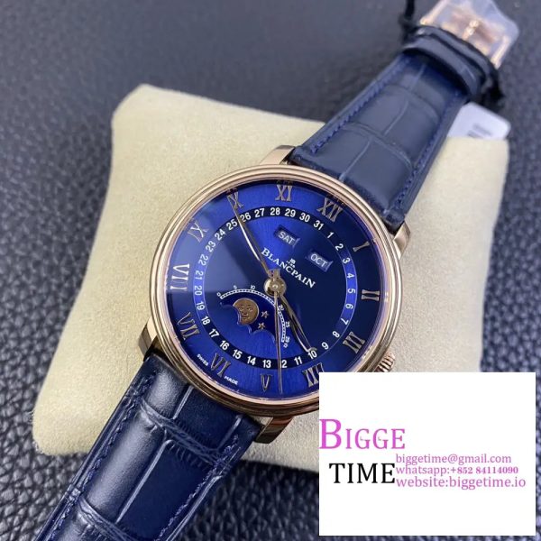 Villeret 6654 40mm RG Blue Dial Blue Leather Strap OMF A6654 V3 - Image 6