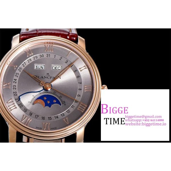 Villeret 6654 40mm RG Grey Dial Brown Leather Strap OMF A6654 V2 - Image 4