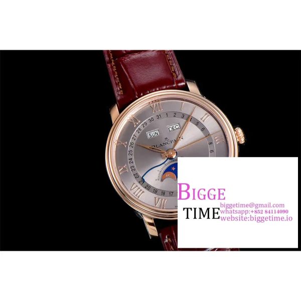 Villeret 6654 40mm RG Grey Dial Brown Leather Strap OMF A6654 V2 - Image 2