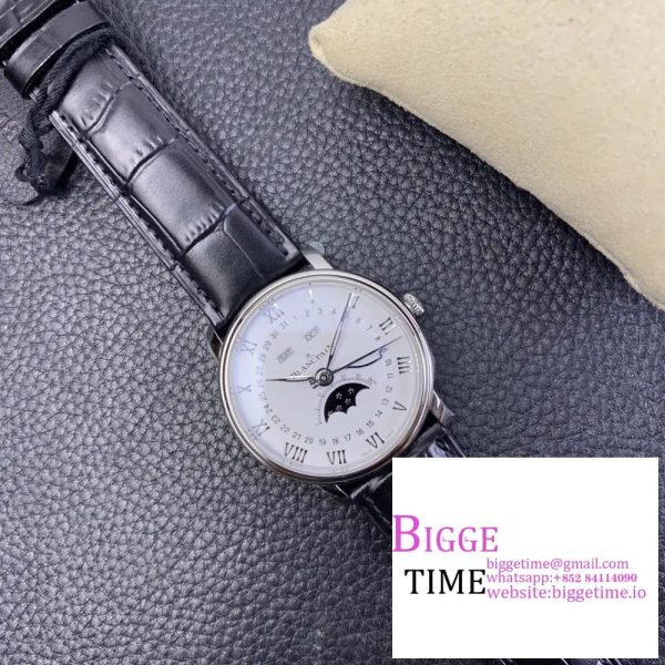 Villeret 6654 40mm White Dial Black Leather Strap OMF A6654 V2 - Image 5