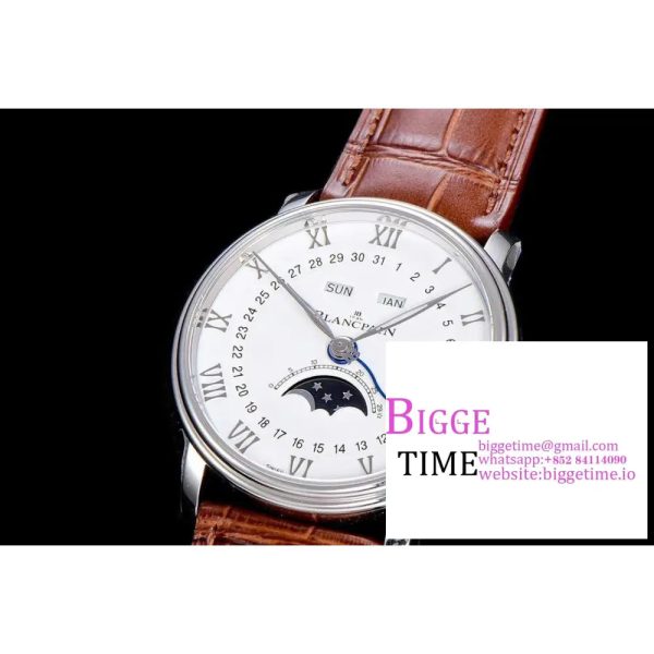 Villeret 6654 40mm White Dial Brown Leather Strap OMF A6654 V2 - Image 4