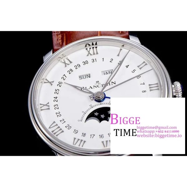 Villeret 6654 40mm White Dial Brown Leather Strap OMF A6654 V2 - Image 6