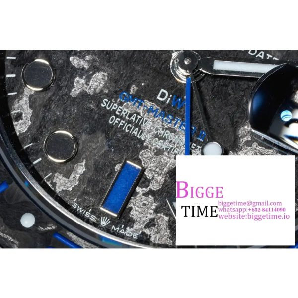 VSF VR3186 DIW GMT-Master II   Carbon Blue Bezel Black Dial  Black Nylon Strap - Image 5