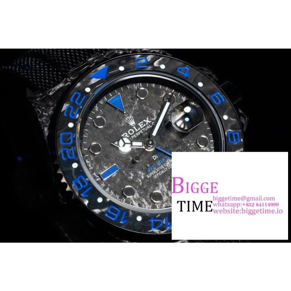 VSF VR3186 DIW GMT-Master II   Carbon Blue Bezel Black Dial  Black Nylon Strap - Image 2
