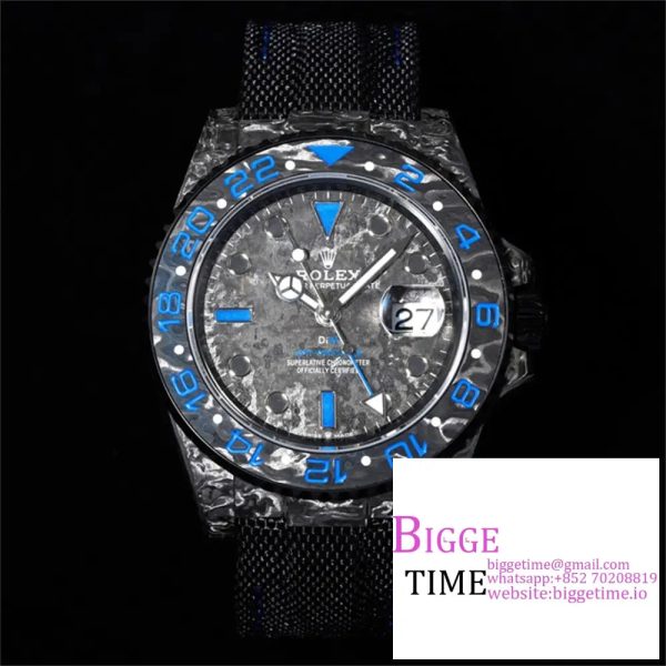 VSF VR3186 DIW GMT-Master II   Carbon Blue Bezel Black Dial  Black Nylon Strap