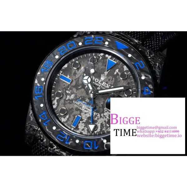 VSF VR3186 DIW GMT-Master II   Carbon Blue Bezel Black Dial  Black Nylon Strap - Image 3