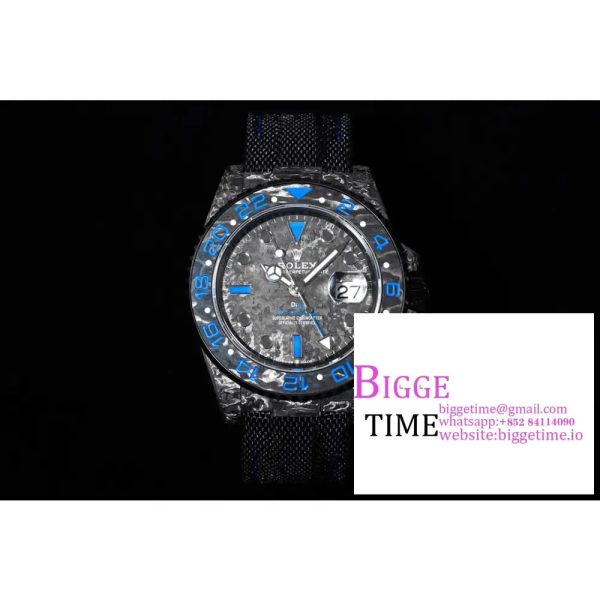 VSF VR3186 DIW GMT-Master II   Carbon Blue Bezel Black Dial  Black Nylon Strap - Image 4