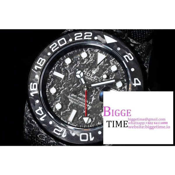 VSF VR3186 DIW GMT-Master II   Carbon White Bezel Black Dial  Black Nylon Strap - Image 3