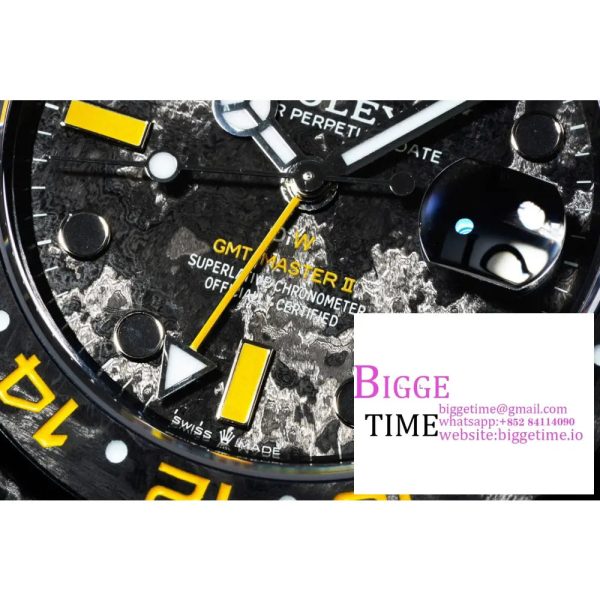 VSF VR3186 DIW GMT-Master II   Carbon Yellow Bezel Black Dial  Black Nylon Strap - Image 6