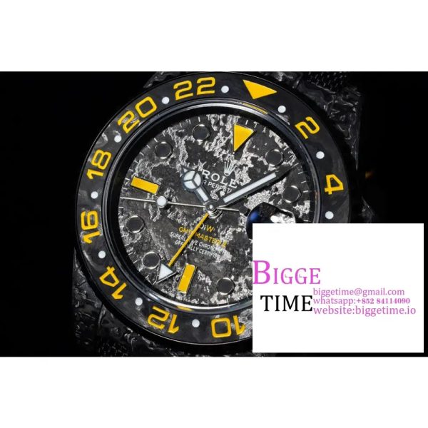 VSF VR3186 DIW GMT-Master II   Carbon Yellow Bezel Black Dial  Black Nylon Strap - Image 4