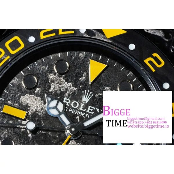 VSF VR3186 DIW GMT-Master II   Carbon Yellow Bezel Black Dial  Black Nylon Strap - Image 5