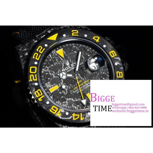VSF VR3186 DIW GMT-Master II   Carbon Yellow Bezel Black Dial  Black Nylon Strap - Image 3