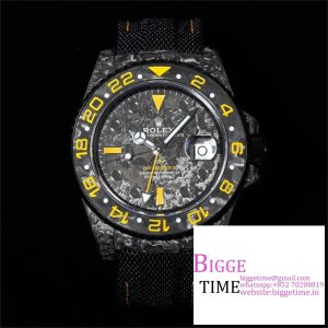 VSF VR3186 DIW GMT-Master II   Carbon Yellow Bezel Black Dial  Black Nylon Strap