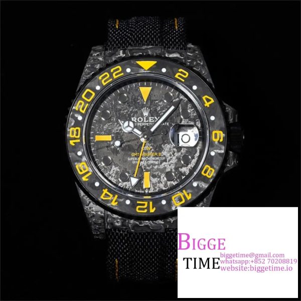 VSF VR3186 DIW GMT-Master II   Carbon Yellow Bezel Black Dial  Black Nylon Strap