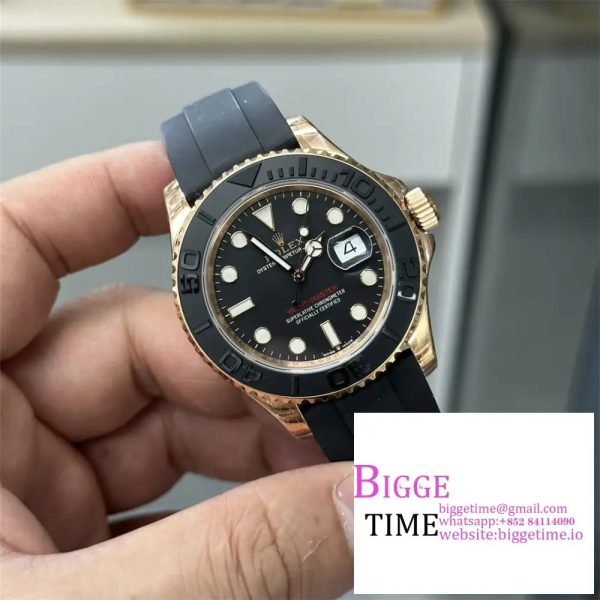 Yacht-Master 42mm 226658 YG VSF 1:1 Best Edition Ceramic Bezel Black Dial on Oysterflex Strap VS3235 - Image 3
