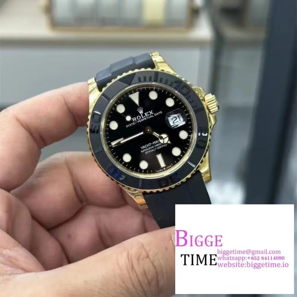 Yacht-Master 42mm 226658 YG VSF 1:1 Best Edition Ceramic Bezel Black Dial on Oysterflex Strap VS3235 - Image 3