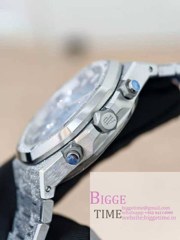 Royal Oak Chrono 26240 Frosted SS APSF 1:1 Best Edition Ice Blue Dial on Bracelet SA4401 Super Clone - Image 5