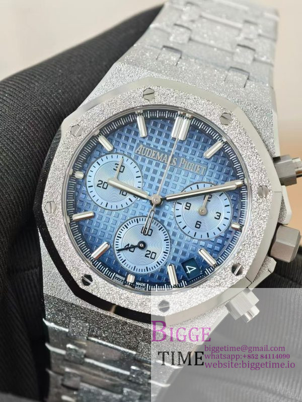Royal Oak Chrono 26240 Frosted SS APSF 1:1 Best Edition Ice Blue Dial on Bracelet SA4401 Super Clone - Image 6