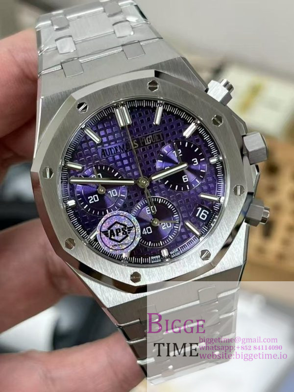 Royal Oak Chrono 26240 SS APSF 1:1 Best Edition Purple Dial on SS Bracelet SA4401 Super Clone - Image 3