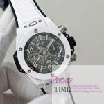 Big Bang Unico 42mm White Ceramic BBF 1:1 Best Edition Skeleton Dial on White Rubber Strap A1280 V2