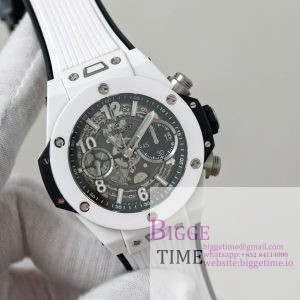 Big Bang Unico 42mm White Ceramic BBF 1:1 Best Edition Skeleton Dial on White Rubber Strap A1280 V2