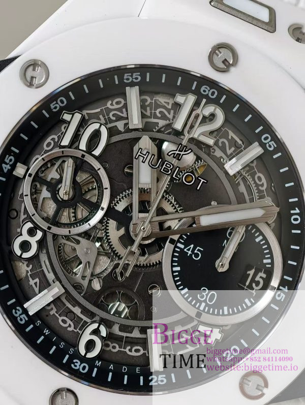 Big Bang Unico 42mm White Ceramic BBF 1:1 Best Edition Skeleton Dial on White Rubber Strap A1280 V2 - Image 5