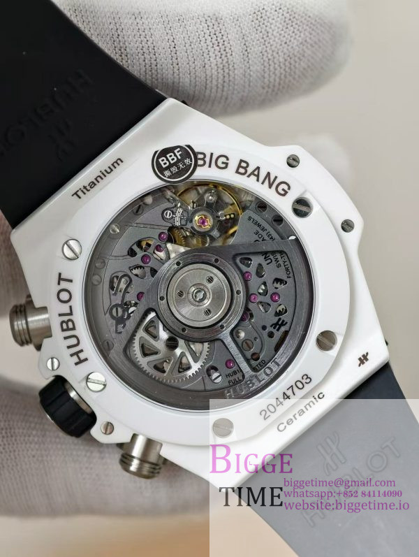 Big Bang Unico 42mm White Ceramic BBF 1:1 Best Edition Skeleton Dial on White Rubber Strap A1280 V2 - Image 7