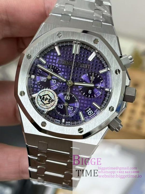 Royal Oak Chrono 26240 SS APSF 1:1 Best Edition Purple Dial on SS Bracelet SA4401 Super Clone - Image 4
