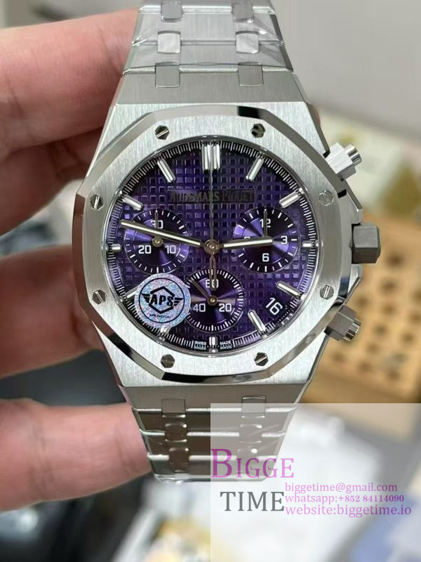 Royal Oak Chrono 26240 SS APSF 1:1 Best Edition Purple Dial on SS Bracelet SA4401 Super Clone - Image 5