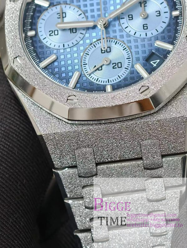 Royal Oak Chrono 26240 Frosted SS APSF 1:1 Best Edition Ice Blue Dial on Bracelet SA4401 Super Clone - Image 4