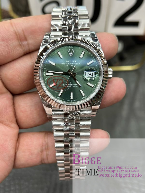 DateJust 41 126334 904L SS VSF 1:1 Best Edition Green Stick Dial on Oyster Bracelet VS3235 V2