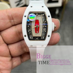 RM07 Ladies White Ceramic ZF 1:1 Best Edition Red Dial on White Rubber Strap CRMA2 Clone