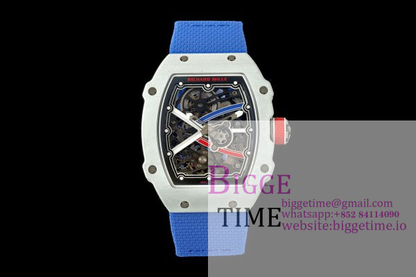 Umi Maker's RM67-02 White NTPT France Blue/Red/White Skeleton Dial on Nylon strap CRMA7 Clone V2