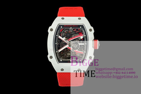 Umi Maker's RM67-02 White NTPT Charles Red/White Skeleton Dial on Nylon strap CRMA7 Clone V2